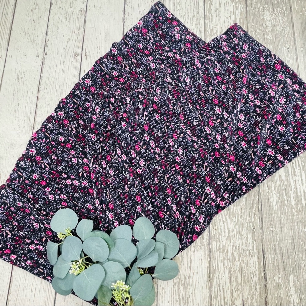 Bobeau Floral Accordion Pleat Skirt